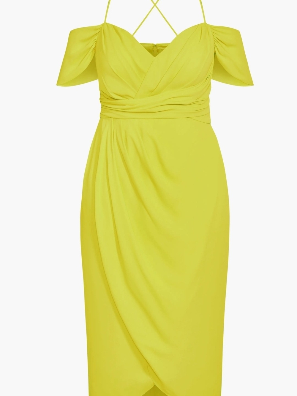 City Chic Lemon One-Shoulder Draped Midi Dress
